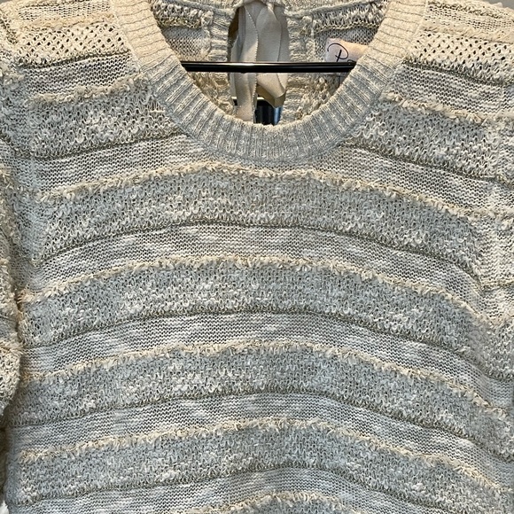 Poem by Oliver Bonas Striped fringe and metallic tie back sweater size medium - Picture 6 of 7